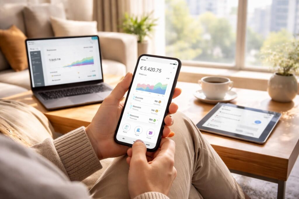 optimisez la gestion de vos finances grâce à nos solutions bancaires mobiles et services accessibles à distance, pour plus de simplicité et de sécurité au quotidien.