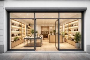 découvrez comment moderniser votre local commercial grâce à une vitrine en aluminium élégante et un agencement sur mesure, spécialement conçu pour valoriser votre boutique.